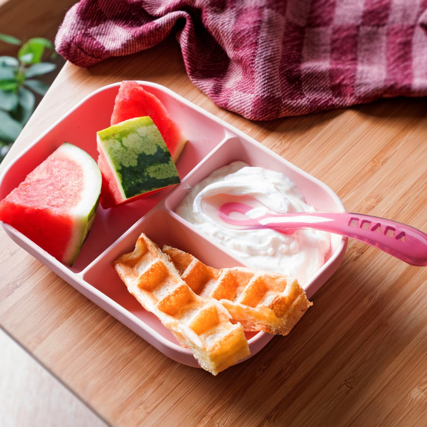 BEABA Divided Silicone Plate and Spoon Set