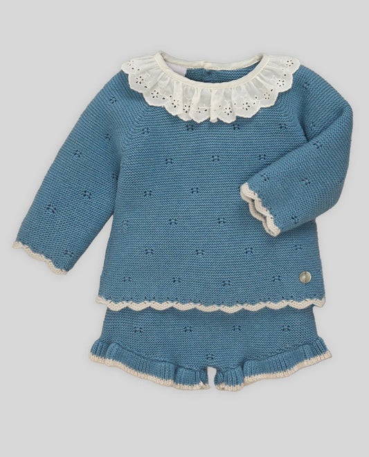 Paz Rodriguez CTO. Jubon + Pantalon Corto "Quinta" Azul Nilo