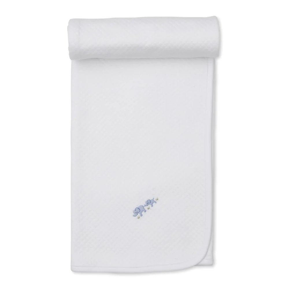 Kissy Kissy Premier Elephan-Jacquard Blanket White/Blue