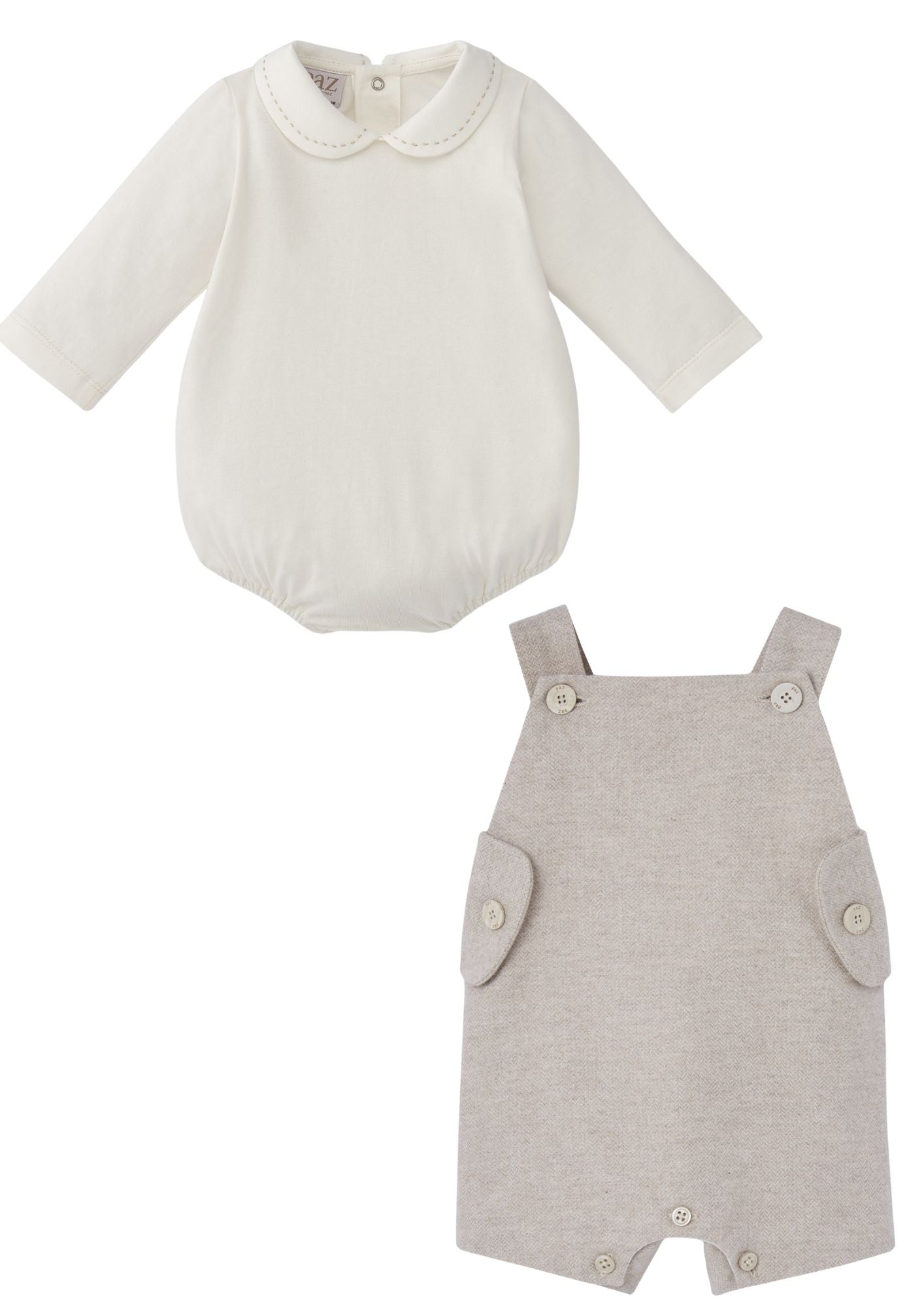 Paz Rodriguez Body M/L C/Cuello + Peto Corto Tela Espiga "Pony"