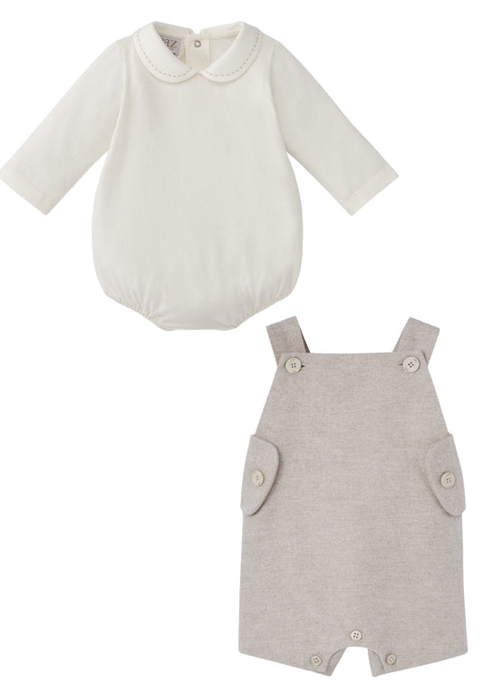 Paz Rodriguez Body M/L C/Cuello + Peto Corto Tela Espiga "Pony"