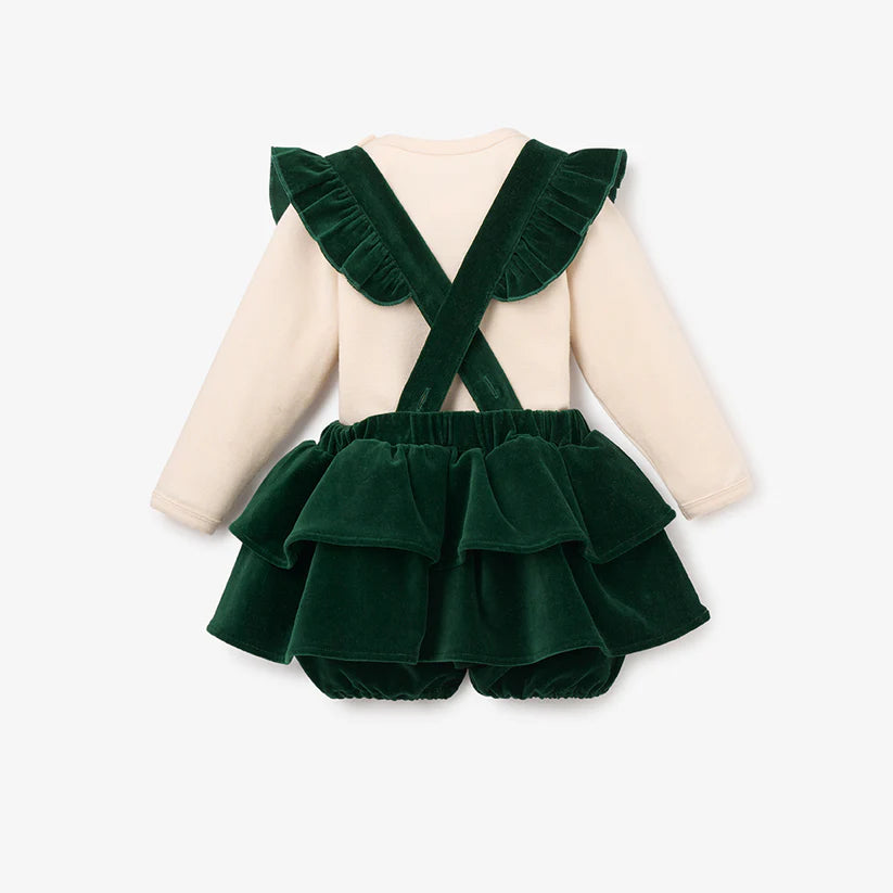 EB Green Velvet Ruffle Bloomer + Bodysuit