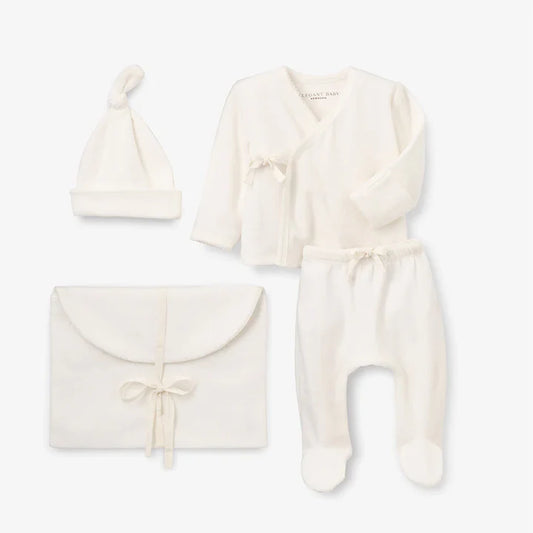 Elegant Baby Whisper White Velour Envelope Bag Set