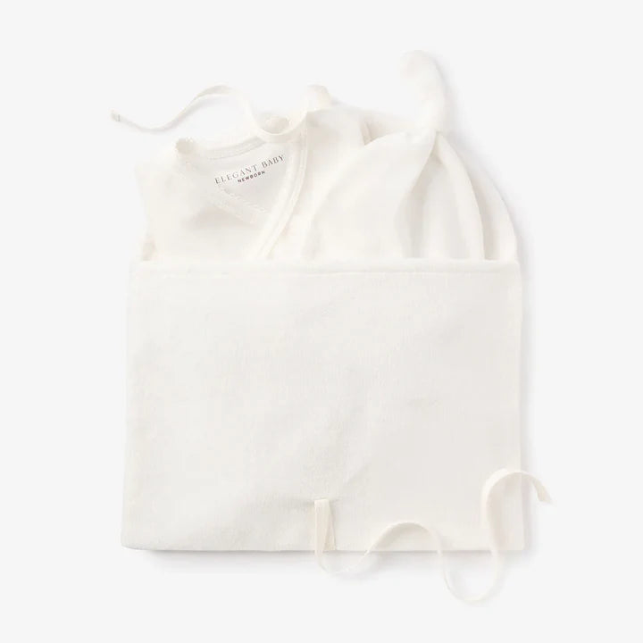 Elegant Baby Whisper White Velour Envelope Bag Set