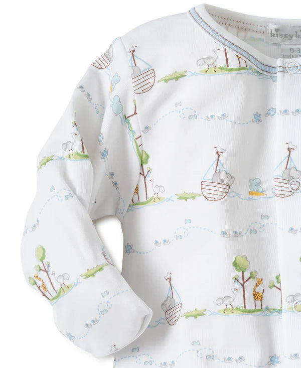 Kissy Kissy Noahs Print Footie Light Blue