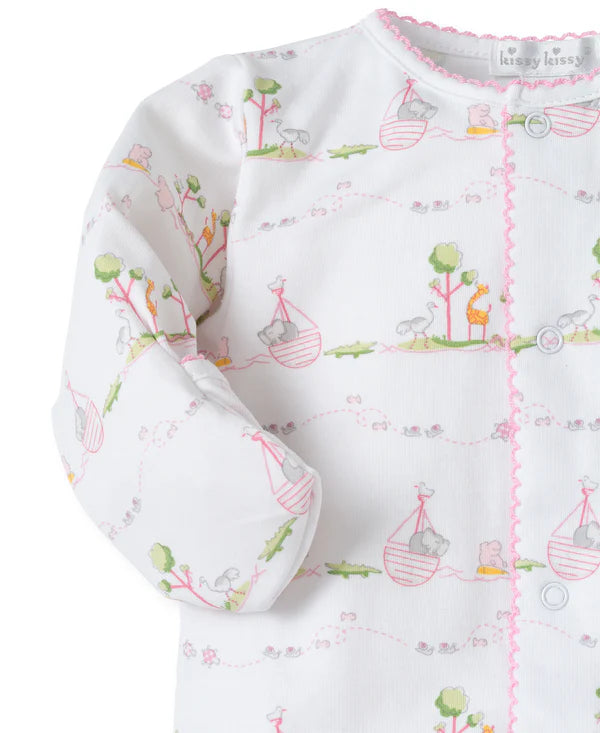 Kissy Kissy Noahs Print Footie Pink