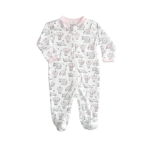 Noomie Zipper Footie Pink Elephants