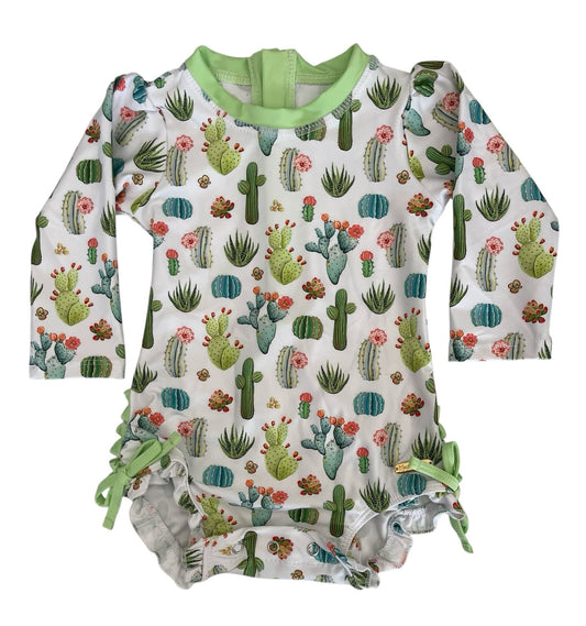Martinas Bay Vestido de baño  “Cactus con Contraste Verde“ Manga Larga