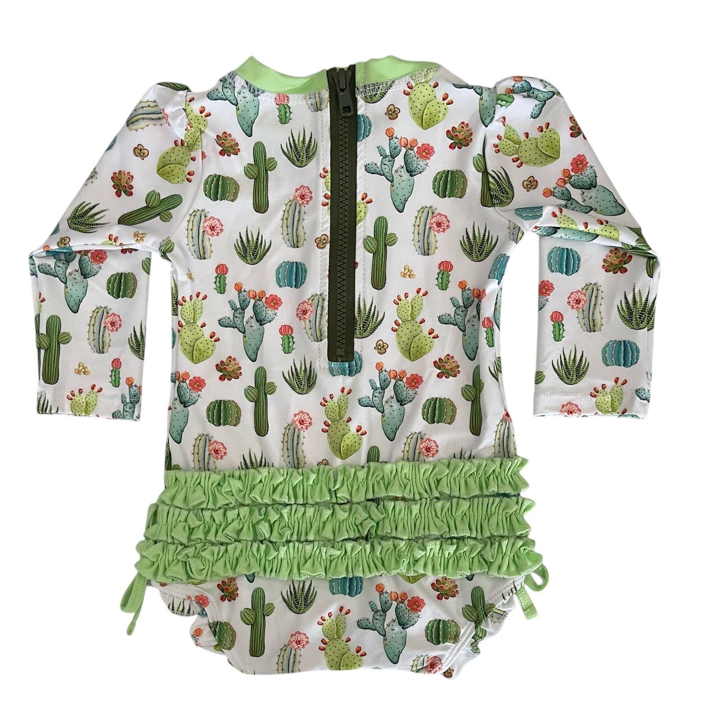 Martinas Bay Vestido de baño  “Cactus con Contraste Verde“ Manga Larga