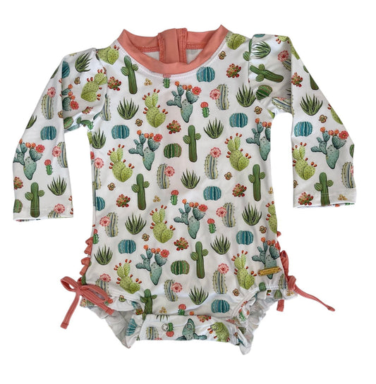 Martinas Bay Vestido de baño  “Cactus con Contraste Rosado“ Manga Larga