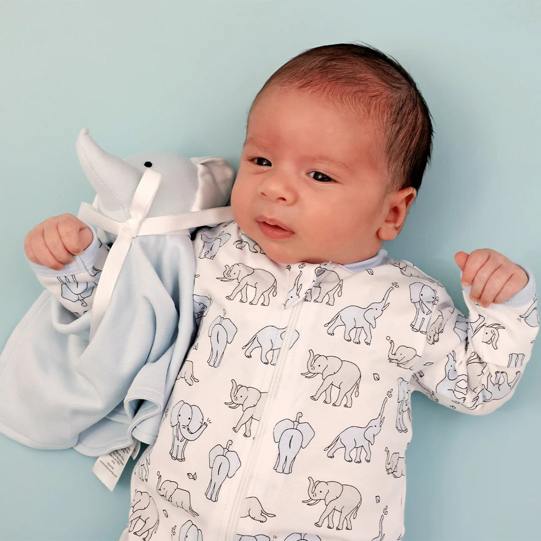 Noomie Zipper Footie Blue Elephants