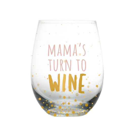 Pearhead Mama's Turn to Wine Wine Glass Gold/Pink