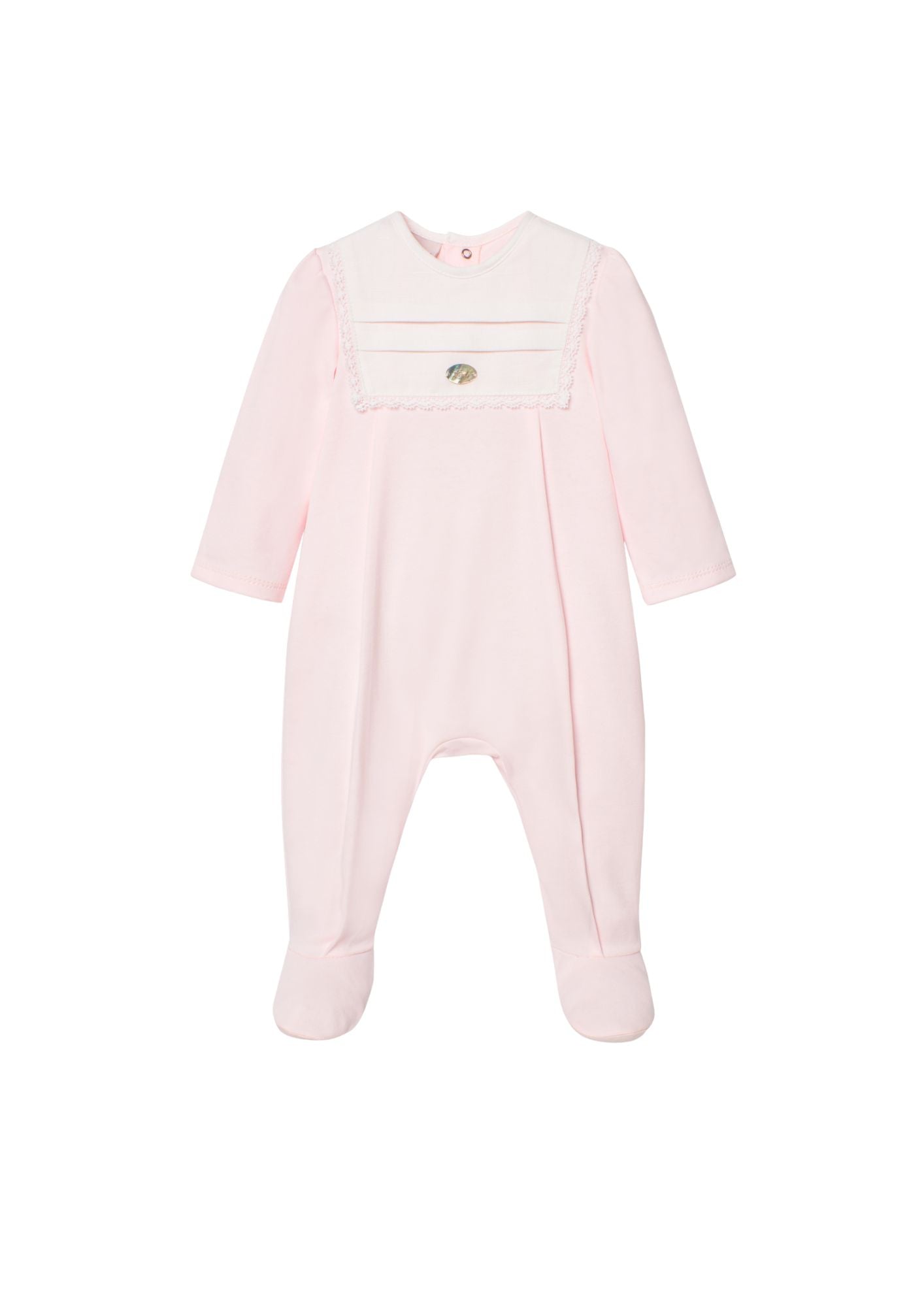 Paz Rodriguez Pelele Niña C/Pie y Pechera "Interlock V25" Rosa Tiza