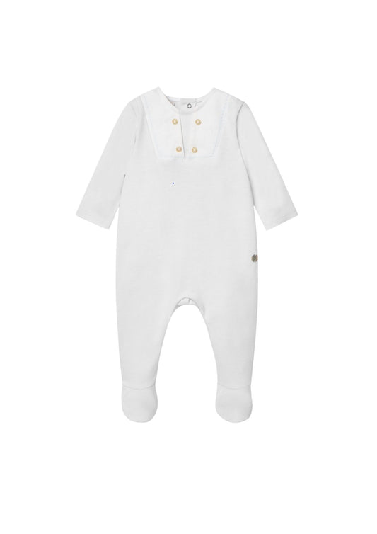 Paz Rodriguez Pelele Niño C/Pie y Cuello  Marinero "Interlock V25" Blanco
