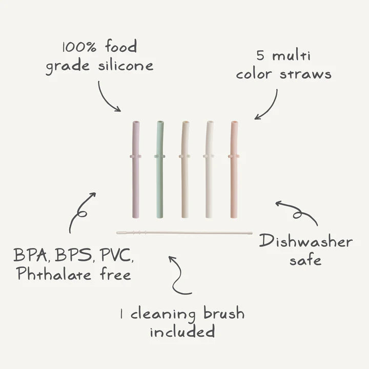 Mushie Silicone Replacement Straws - 5 Pack