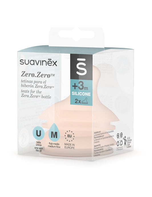 Suavinex Zero Zero Tetina Anti cólicos Flujo Medio silicona 2 unidades