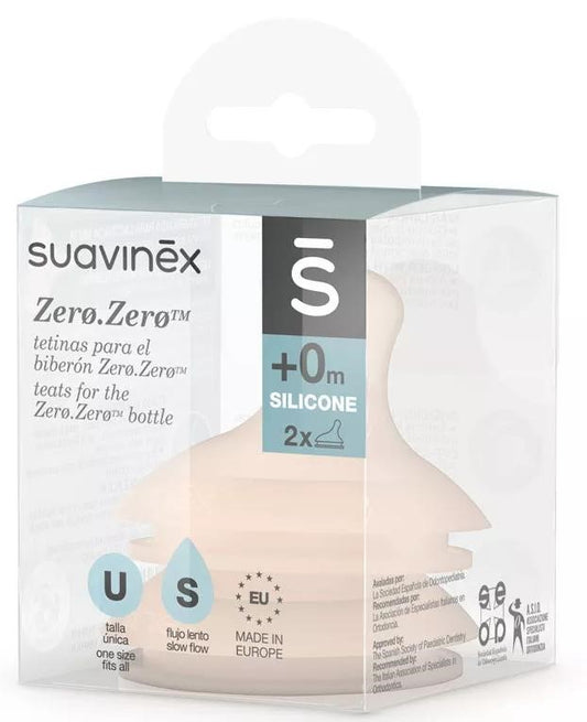 Suavinex Zero Zero Tetina Anti cólicos Flujo Lento silicona 2 unidades