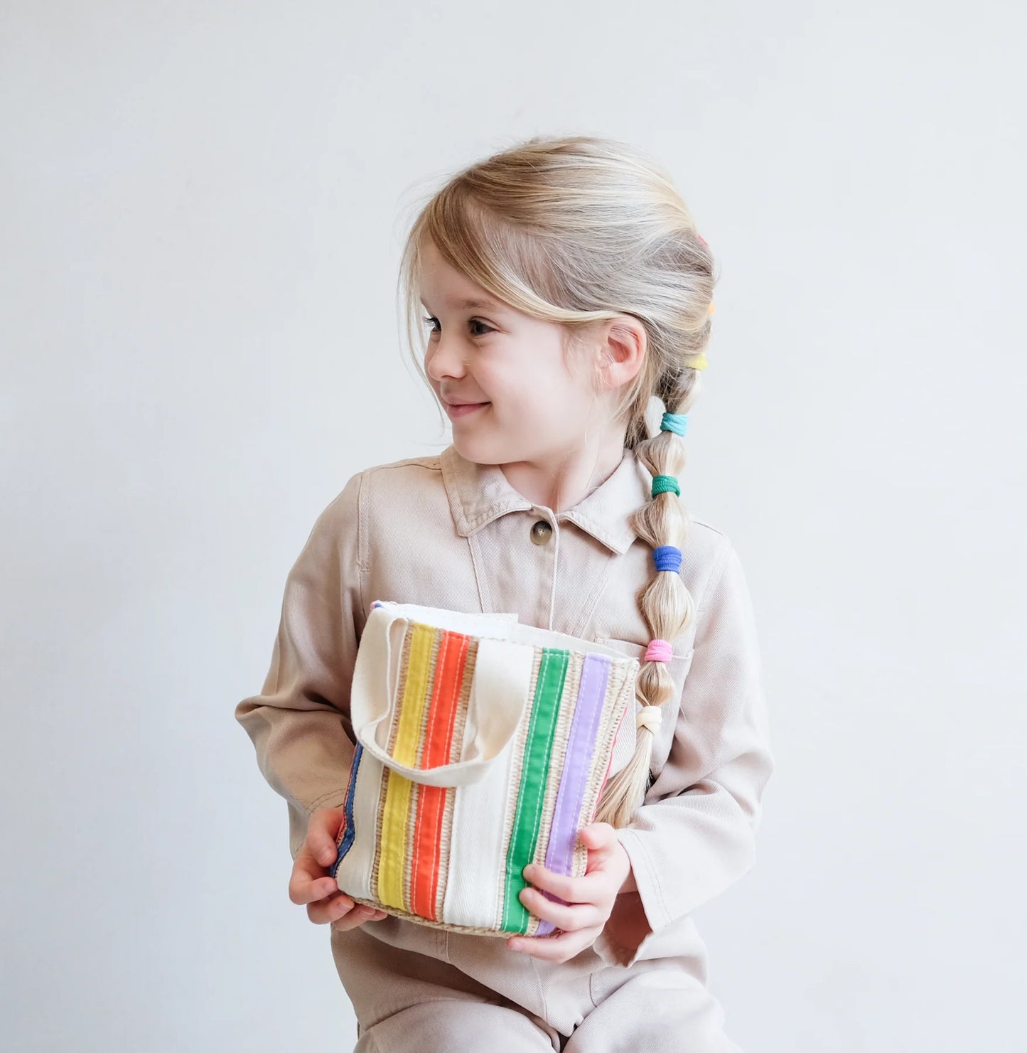 Mimi & Lula Rainbow Ribbon Basket Bag