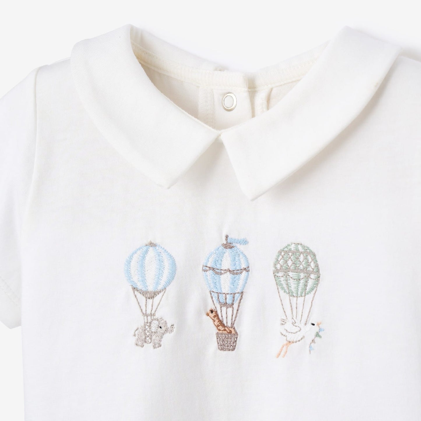 Elegant Baby Dreamscape Embroidered Bodysuit +Nautical Grey Seersucker Shorts