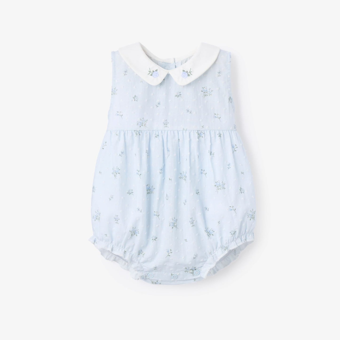 Elegant Baby Blue Rose Swiss Dot Peter Pan CollarBubble