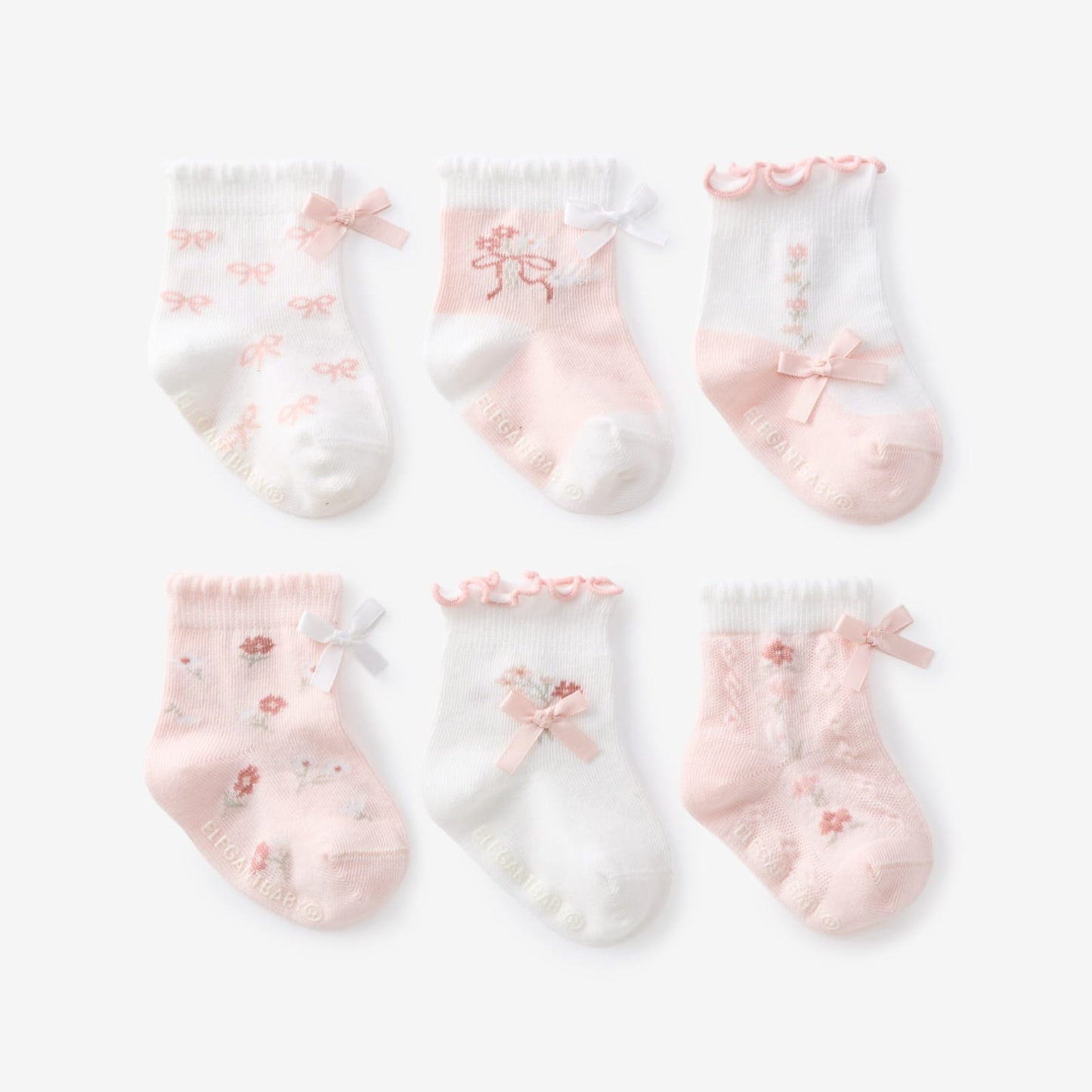 Elegant Baby Fleur de Provence Socks 6 Pk 0-12 Months