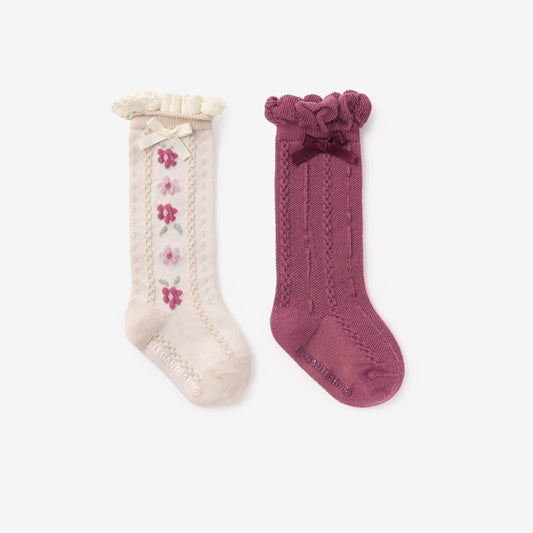 Elegant Baby Tulipwood Cable Knee Socks 2 Pk  0-12 Months