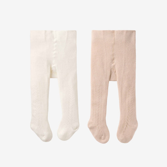 Elegant Baby Taupe & White 2 Pk Pointelle Tights 0-6 Months