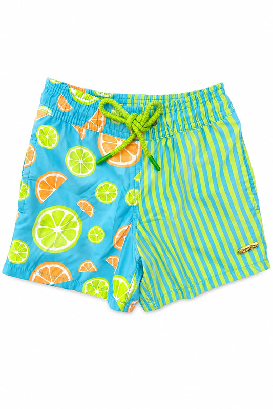 Martinas Bay Pantaloneta de Baño “Naranjas con Rayas Azules“