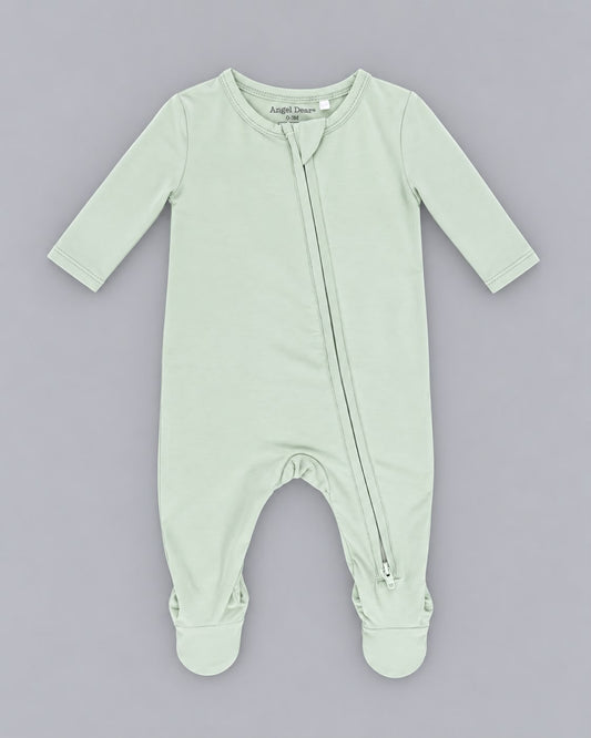 Angel Dear Solid Milky Green - 2 Way Zipper Footie