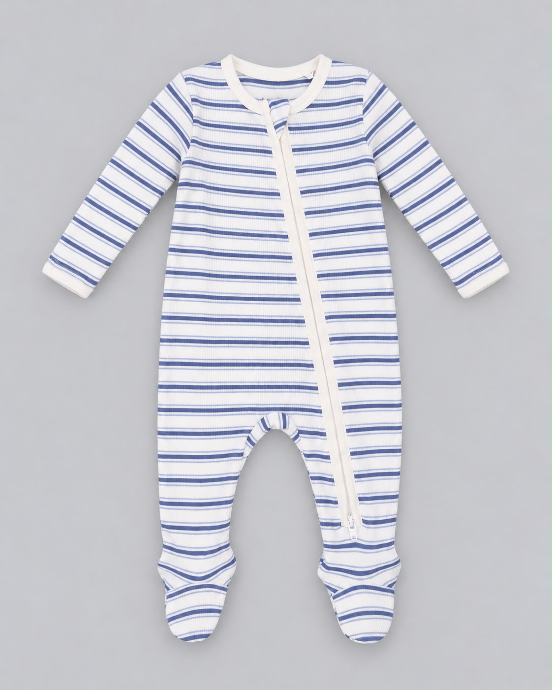 Angel Dear Vintage Stripe Blue - 2 Way Zipper Footie