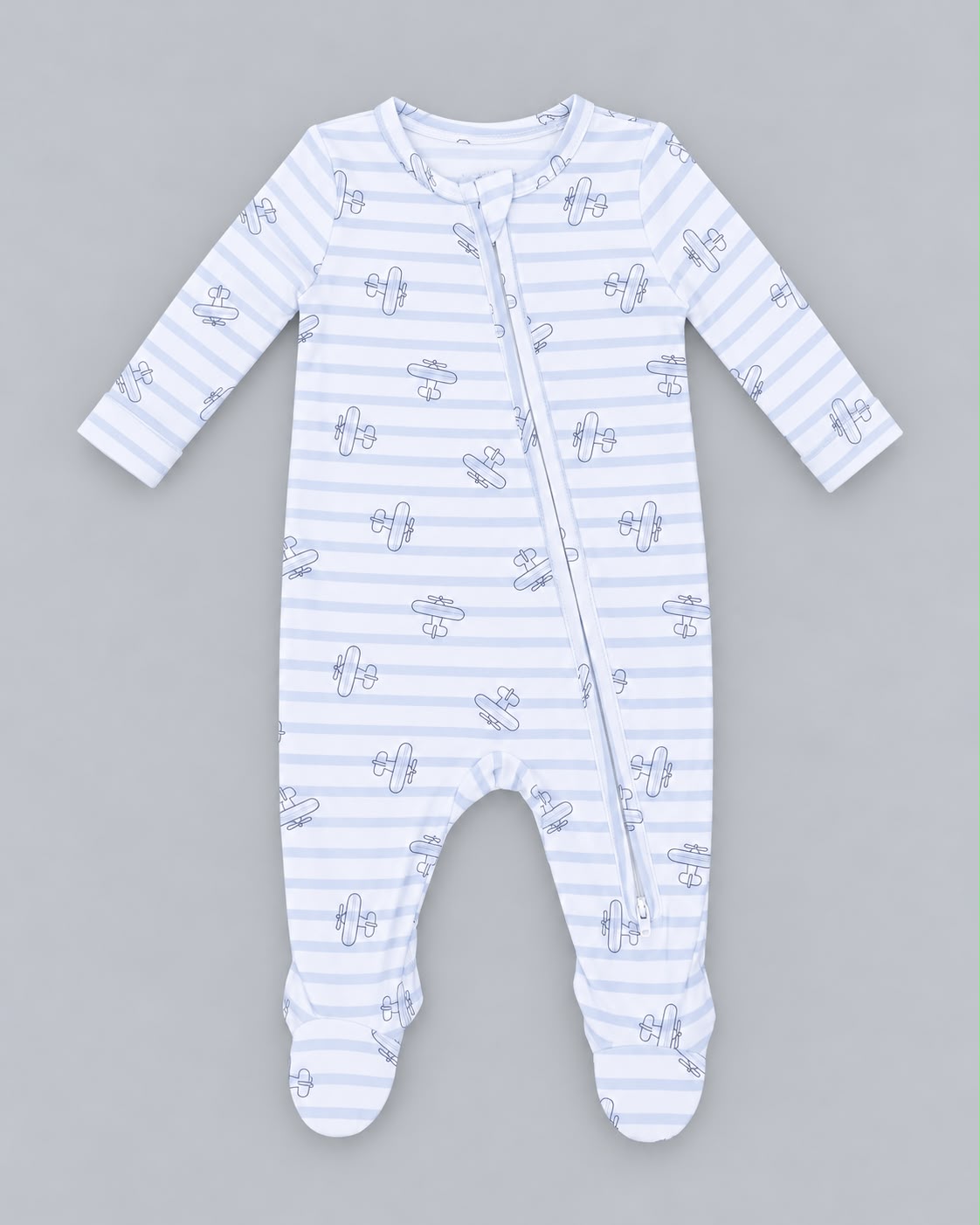 Angel Dear Airplane Stripe - 2 Way Zipper Footie