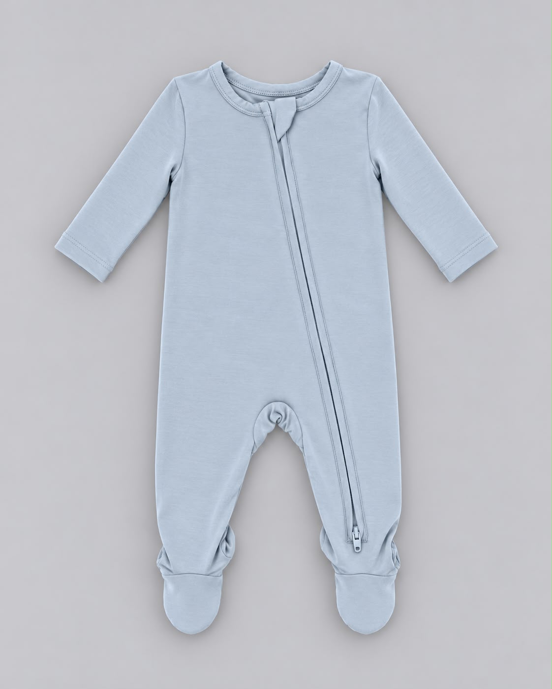 Angel Dear Solid Blue Fog - 2 Way Zipper Footie