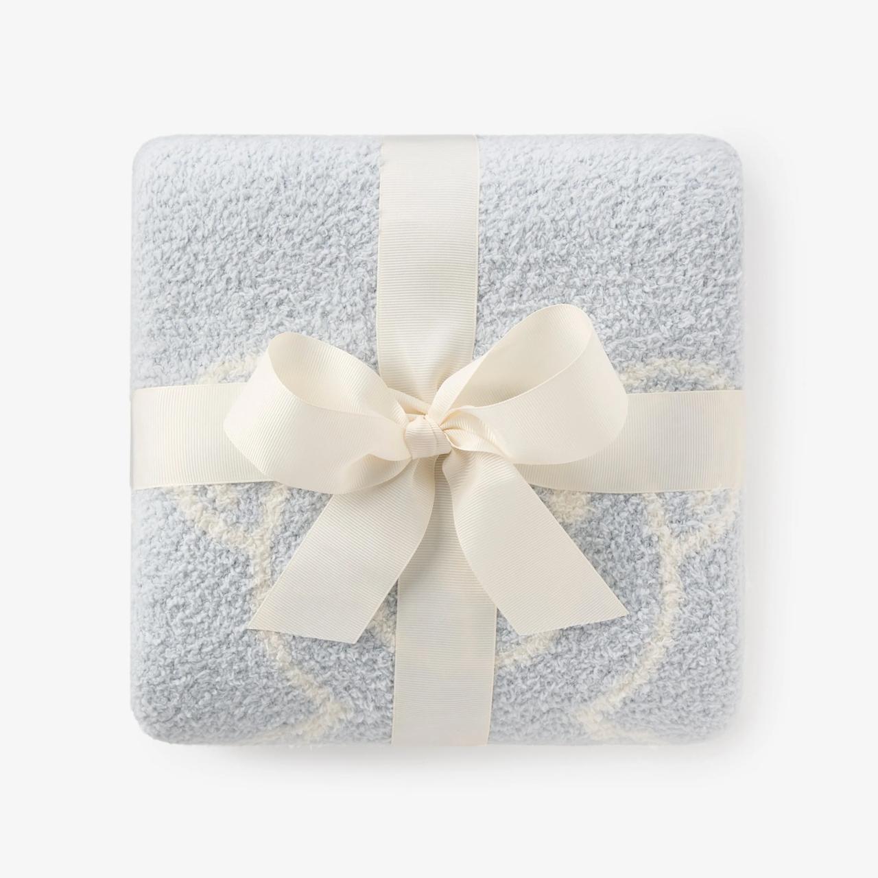 Elegant Baby Pale Teddy Bear Feather Knit Baby Blanket
