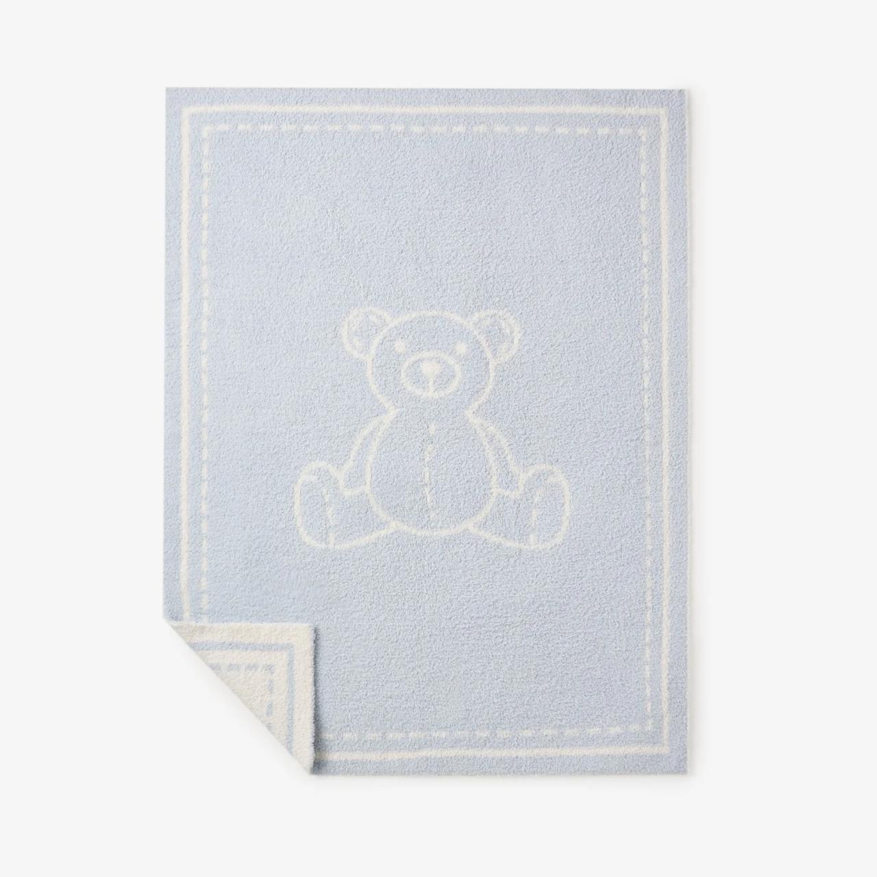 Elegant Baby Pale Teddy Bear Feather Knit Baby Blanket