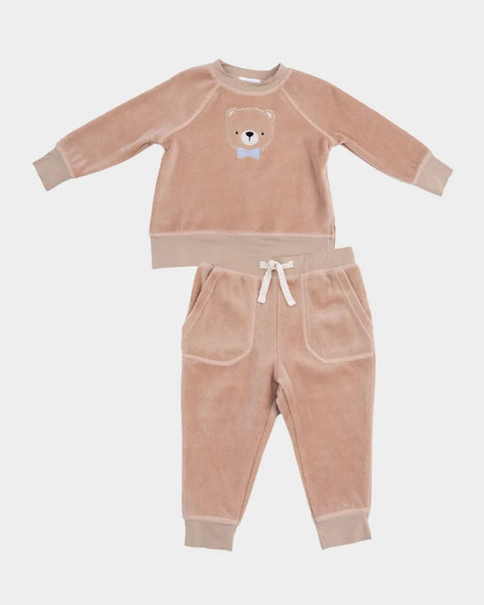 Angel Dear Velour Teddy Bear - Raglan Sweatshirt + Jogger Set