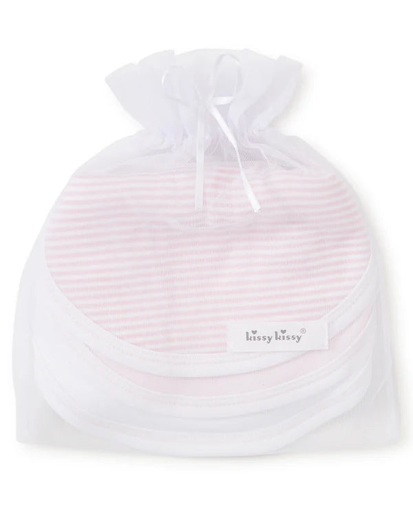 Kissy Sets 3 Pack Bibs w/ Tulle Bag Pink