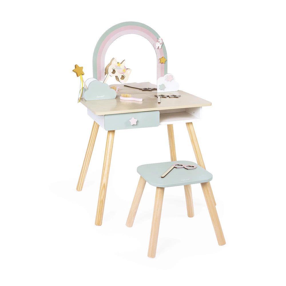 Janod Unicorn Wooden Dressing Table and Accessories
