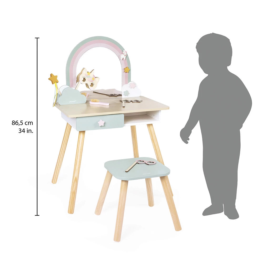 Janod Unicorn Wooden Dressing Table and Accessories