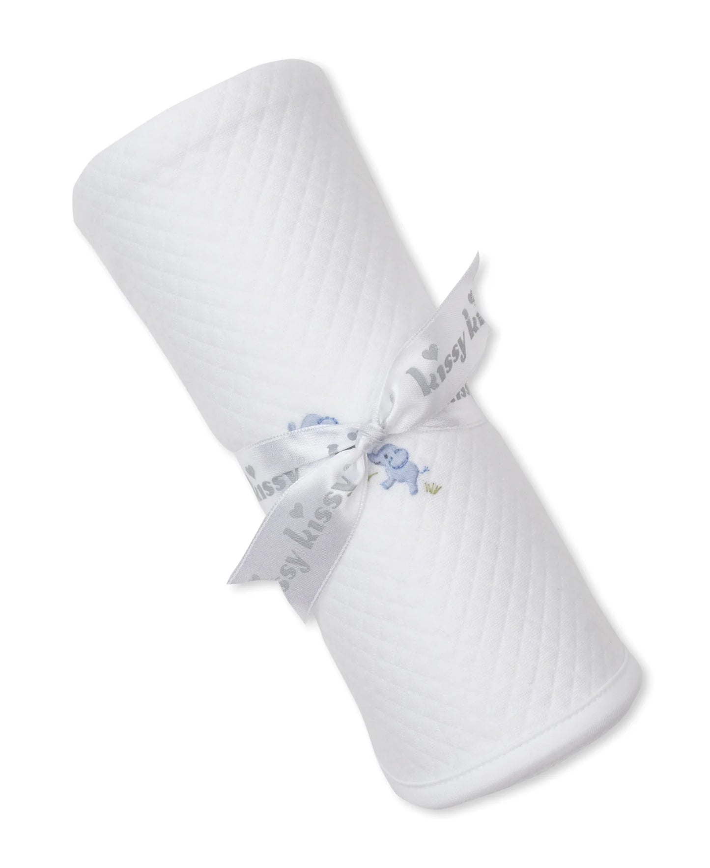 Kissy Kissy Premier Elephan-Jacquard Blanket White/Blue