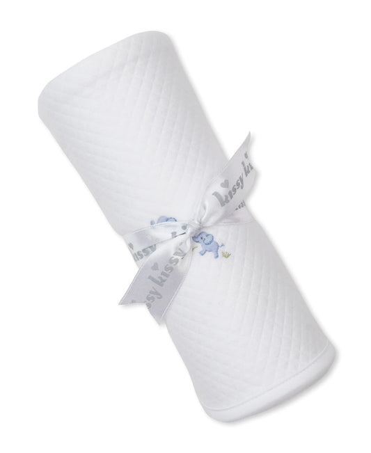 Kissy Kissy Premier Elephan-Jacquard Blanket White/Blue