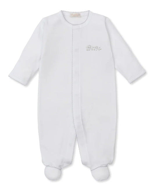 Kissy Kissy Premier Elephan-Footie w/ Hand Emb White/Silver