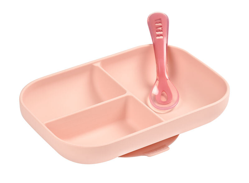 BEABA Divided Silicone Plate and Spoon Set