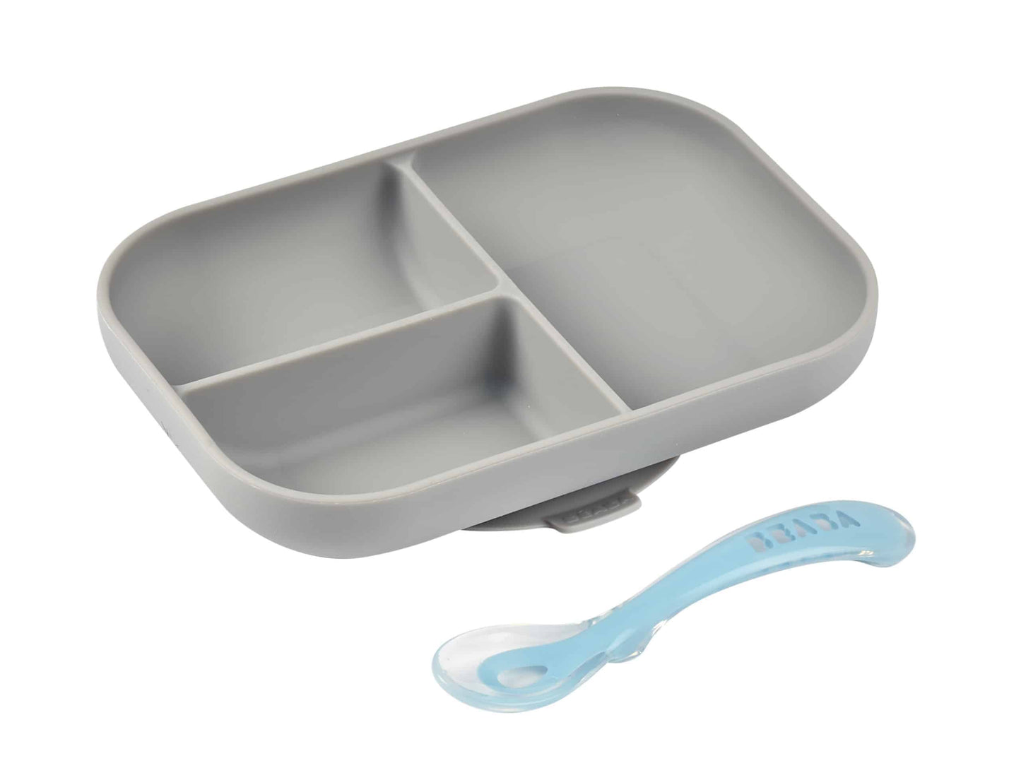 BEABA Divided Silicone Plate and Spoon Set